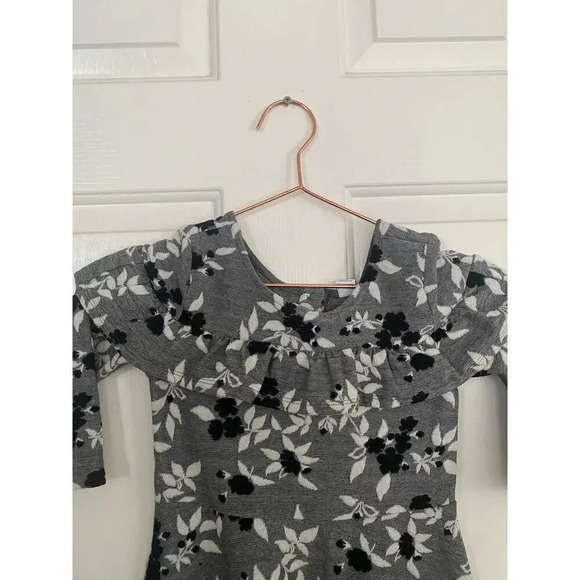 Janie And Jack Gray Long Sleeves Floral Snowy Cottage Line Mini Dress Size 5 - Picture 4 of 6